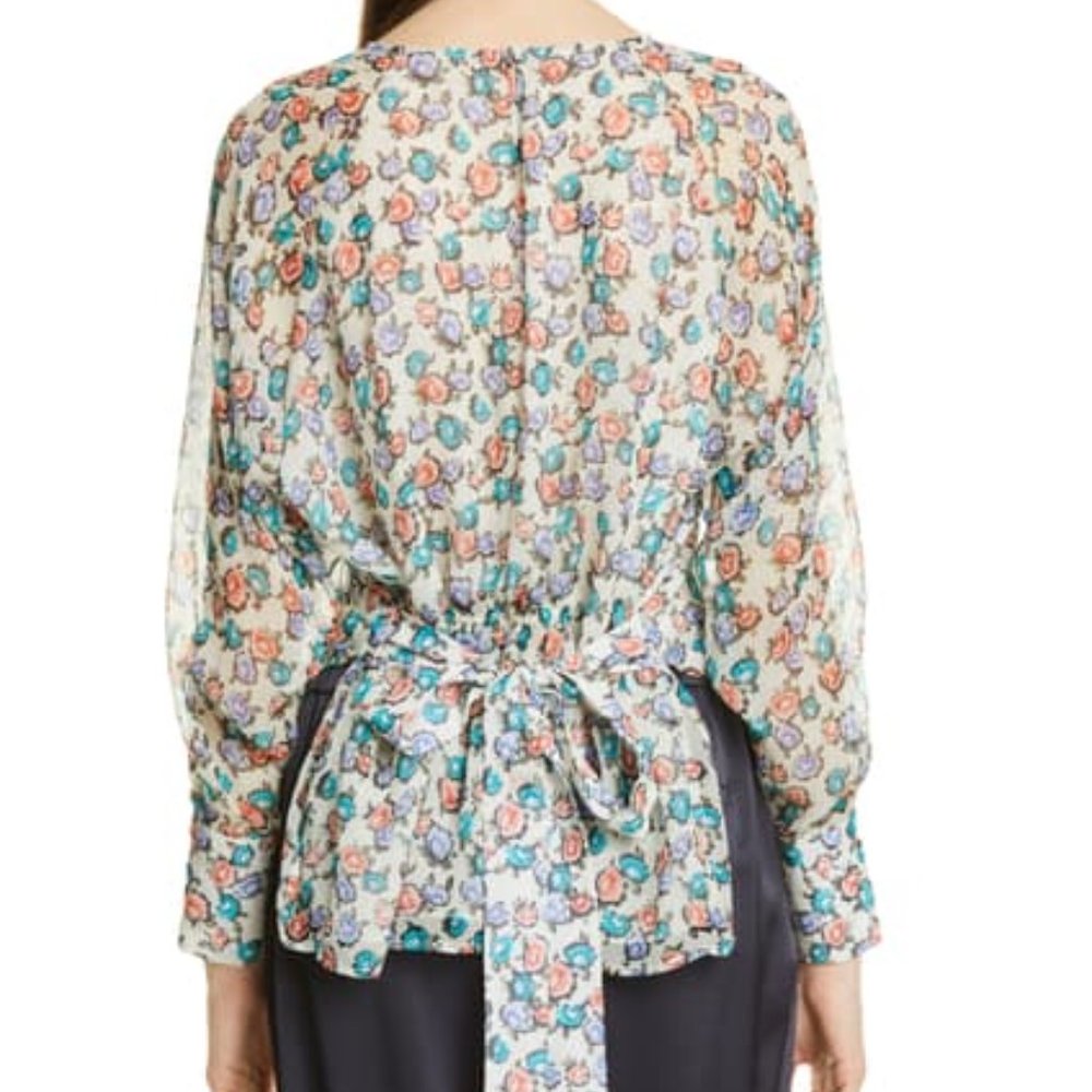 JASON WU SilkTop Long Sleeves in Soft Floral Print Size 10 New NWT - Picture 2 of 11